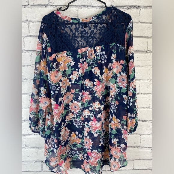 Zac & Rachel Floral Lace Boho Top size 2X - Picture 9 of 12